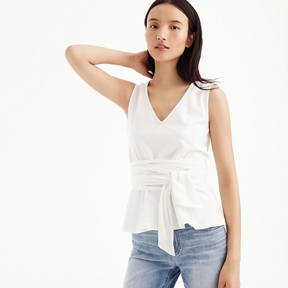 NWT‎ J.Crew Women's Sleeveless Tie-Waist Peplum Top